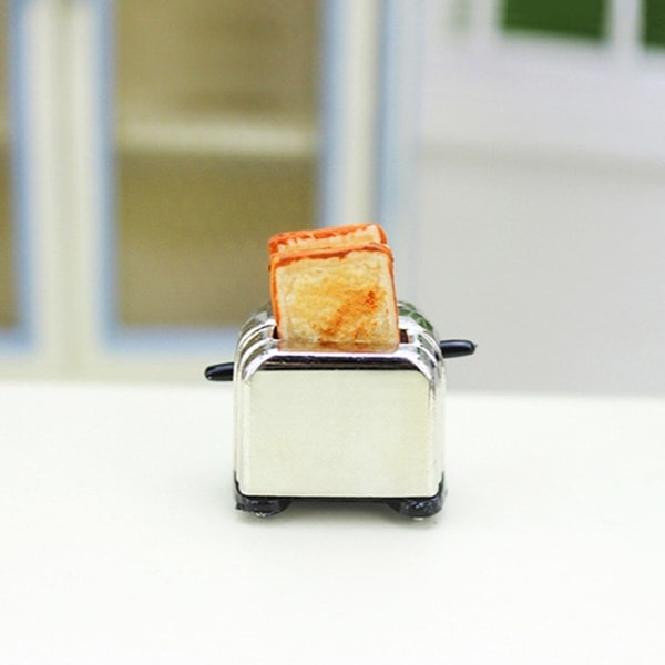 1:12/1:6 Mini Brødrister til Dukkehuse Brødbager Miniature Mini Brødrister Dukkehuse Brødbager Dukkehuse Køkkenredskaber null - Sort baggrund