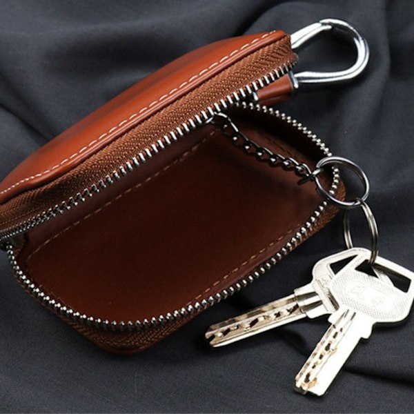 Bilnøgle Etui PU Læder Nøgle Organizer Black