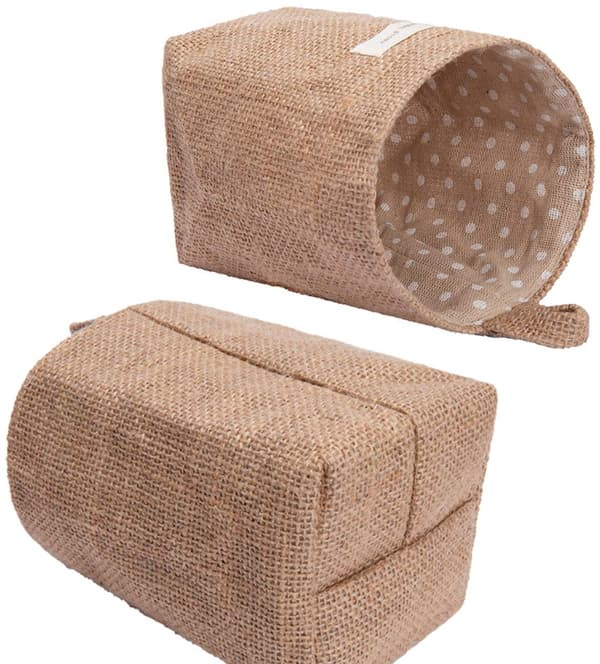 Vikbara väggförvaringsväskor, set om 4, förvaringslåda i bomullslinne 13,5 x 10 cm för hemorganisation