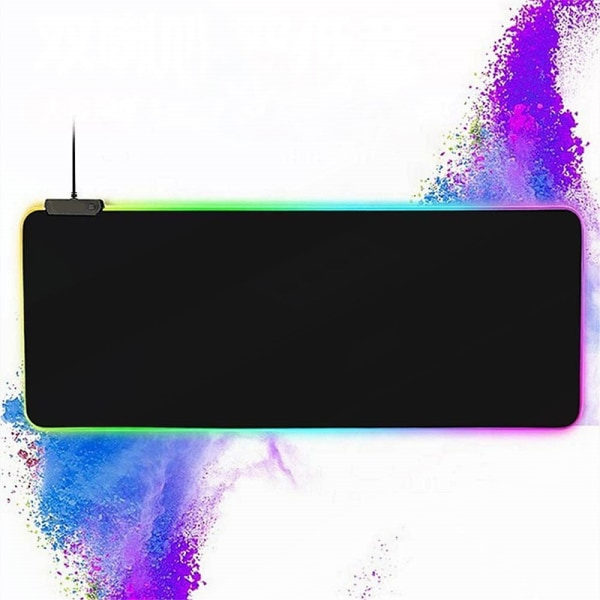 Ekstra stort bordplade med RGB-belysning sort 800x300x3