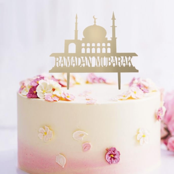 Hyvää Eid Mubarak Ramadan -kakun koriste Muslim Islam -juhlan cupcake -koriste musta