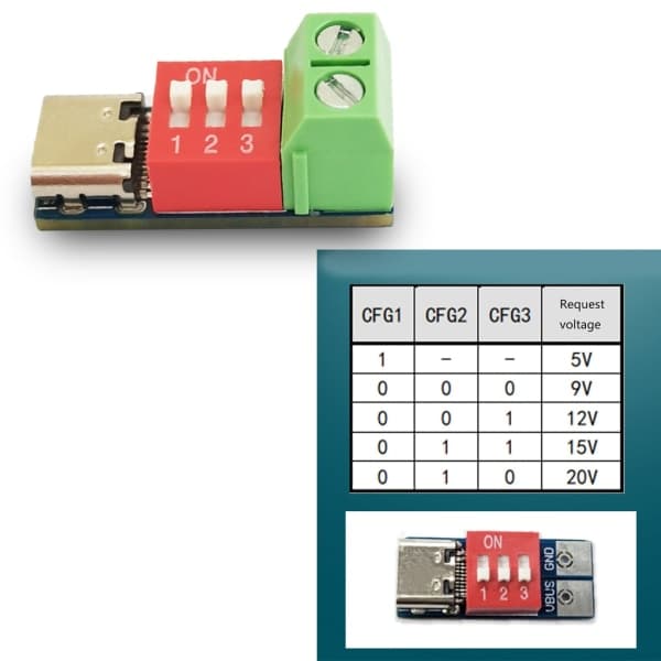 Hurtig lading QC PD Decoy Board PDSink 5-20V PD Decoy Moduler USB TypeC-kontakter