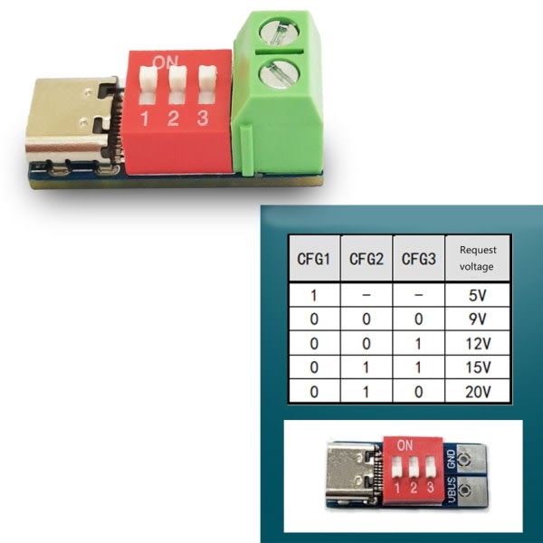 Snabbladdning QC PD Decoy Board PDSink 5-20V PD Decoy Moduler USB TypeC-kontakter