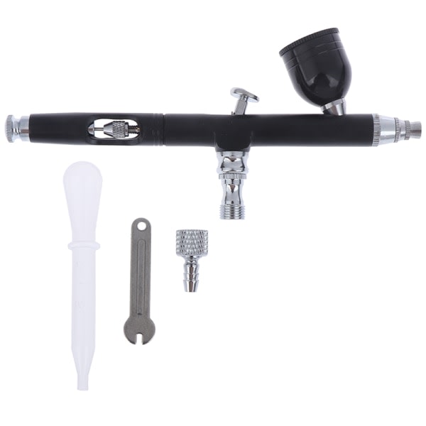 Dubbelverkande tyngdkraftsmatad 0,3 mm spray airbrush nagelkonstfärg svart one size Black one size