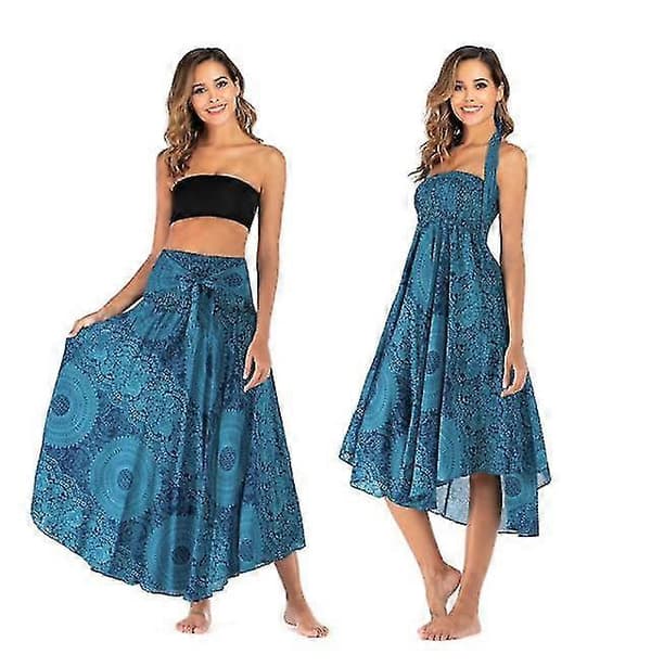 Pitkä boheemi mustalais-boho-hippihame naisille blue
