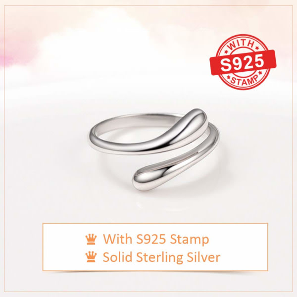 Dame S925 Solid Sterling Sølv Ring, elegant stilfuldt design