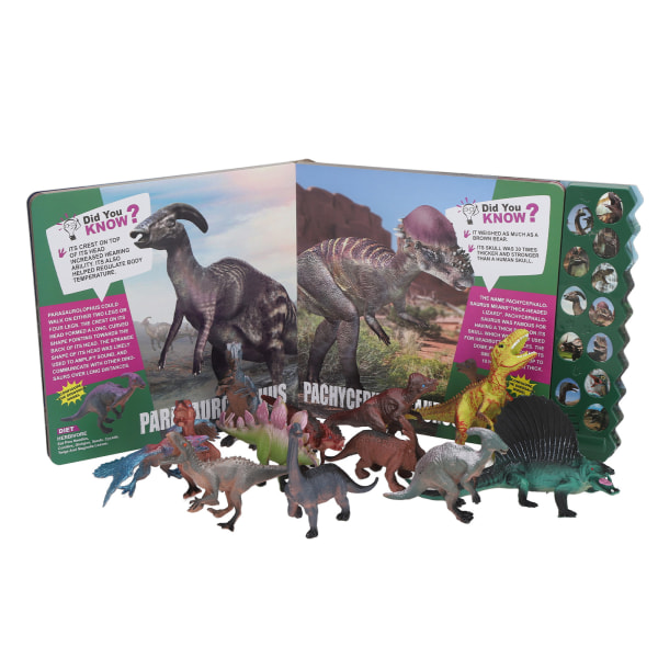 Dinosaurieljudbok för barn 12 sorters realistiska vrån Interaktiva pedagogiska tidig inlärning Ljudbok med ljusa färger