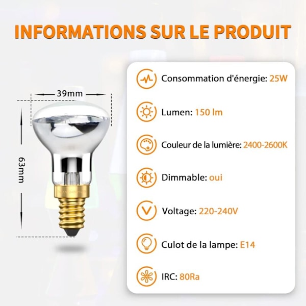 25W E14 R39 Lavalampa Glödlampa, Glödlampa, Reflektor, Energiklass A++, 4 st