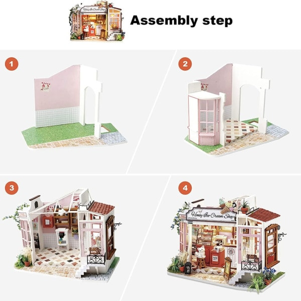 DIY-hus med möbler Barn Vuxna Dockhus Miniatyrdockor Träbyggsatser Montera Leksak Festival Födelsedagspresenter null - C