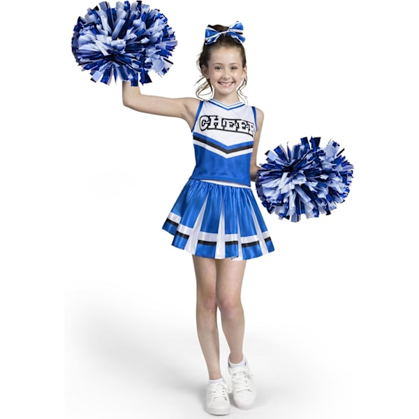 Tyttöjen Cheerleader-asu Halloweenille - Ihastuttava Cheerleader-asu asusteilla blue (10–12 years)