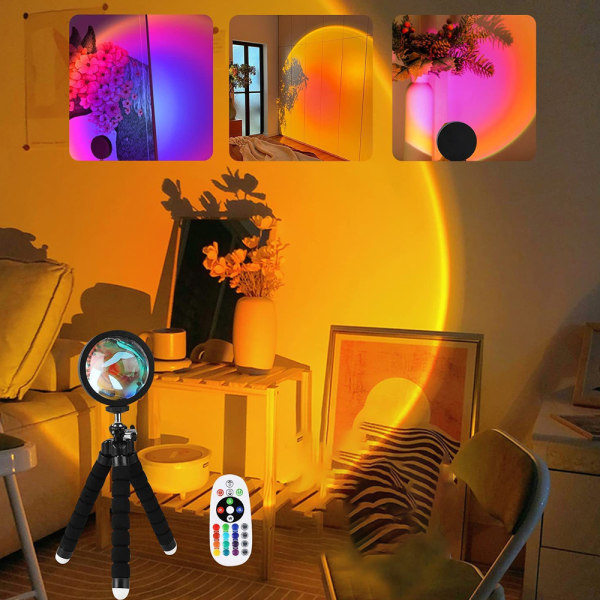 Smart 16 farger LED-solnedgangsprojektorlampe APP og fjernkontroll