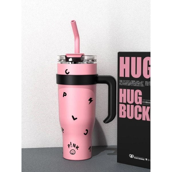 1200 ml BLACKPINK Jumbo eristetty kuppi Kannettava auton kuppi Auton kahvikuppi PINK