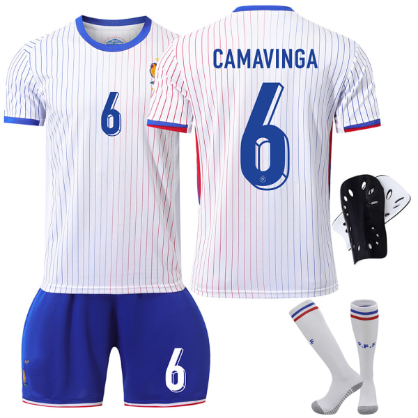 Ranska 2024 pelipaita jalkapallopaita UEFA Euro edition koti lapsille aikuisille setti nro 6 CAMAVINGA With socks+protective gear XL