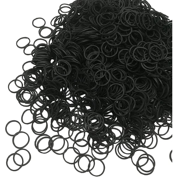 1000 st Mini elastiska hårband Svarta Slitstarka mini elastiska hårband
