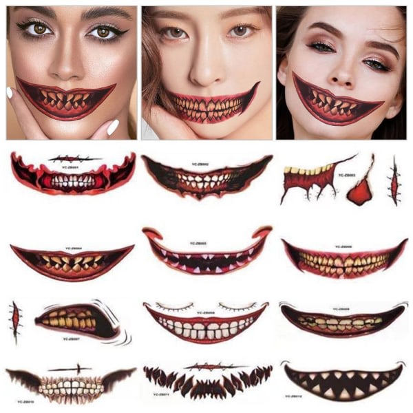 Halloween tatovering klistermærker Big Mouth Tatoveringer A A