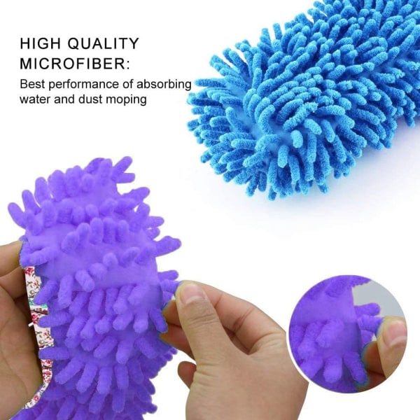 Mopptofflor 2 par multifunktionella skor för dammmoppar i mikrofiber