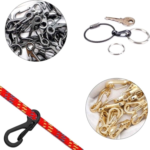Minilegering Karbinhake Klämma Tiny Spring Snap Hook Karbinhakar Zinklegering Mini Paracord Krok Nyckelring Klaps EDC för nyckelring 30PCS