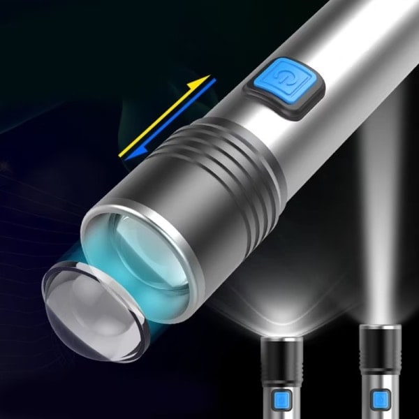 Multifunktionell USB LED-ficklampa, vattentät