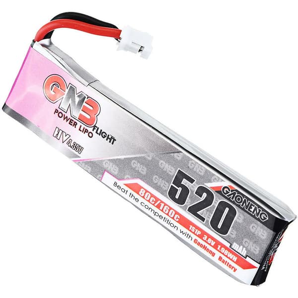 Gaoneng 3.8V 520mAh 80C Lipo Batteri PH2.0 för Tinyhawk, 4-pack