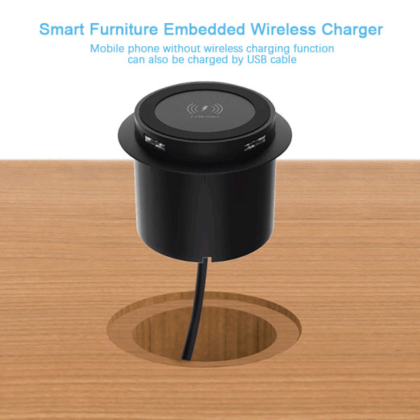 Pop-up skrivebord Indbygget hurtig trådløs oplader med USB-port