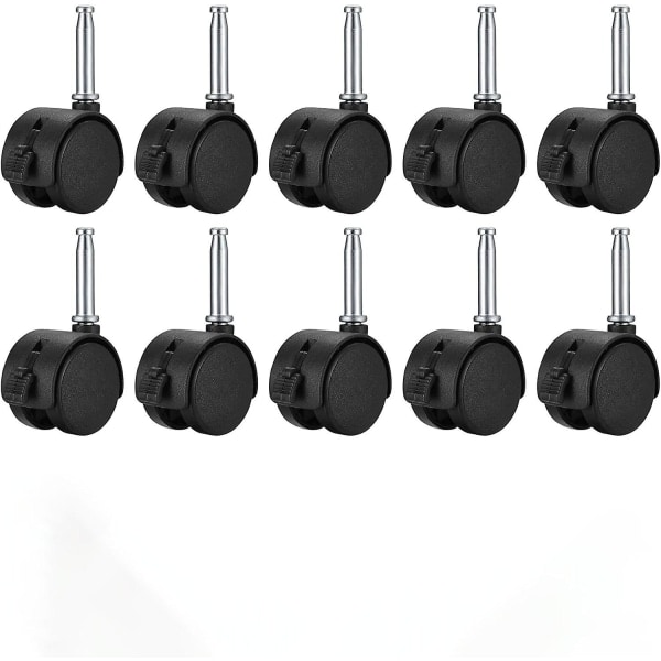 Svingbare styrehjul, 1,5 tommers hjul for kontorstoler med brems, Nylon for kontorstol, divan seng, sofa, med metallplasthylsa(1)