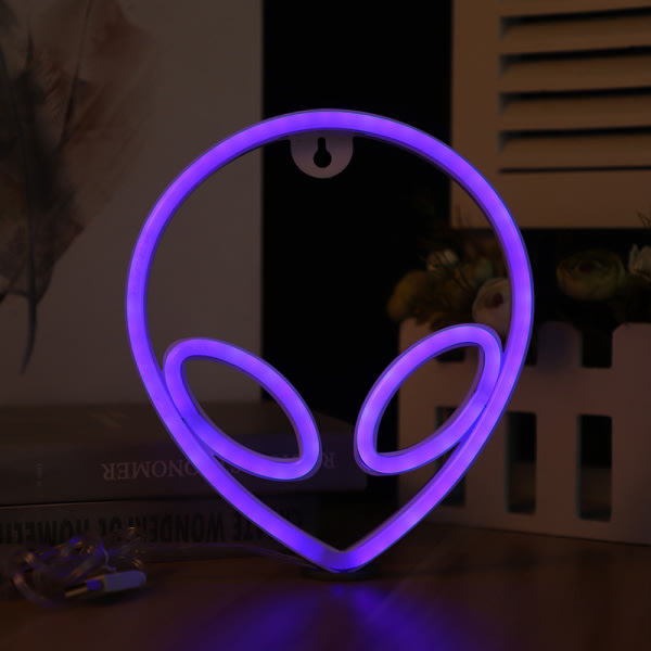 LED Alien Neonlampe Vægmonteret Modellering Lampe Soveværelse Dekoration