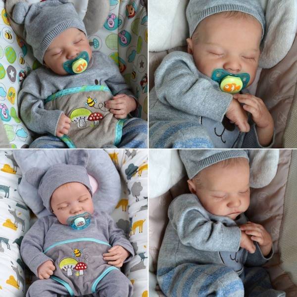 Realism Babydocka Nyfödd Reborns Dockor 18 Tum 18 In Livslik Babydocka Babydocka Kläder Set Sovande Nyfödd Baby Grön - B