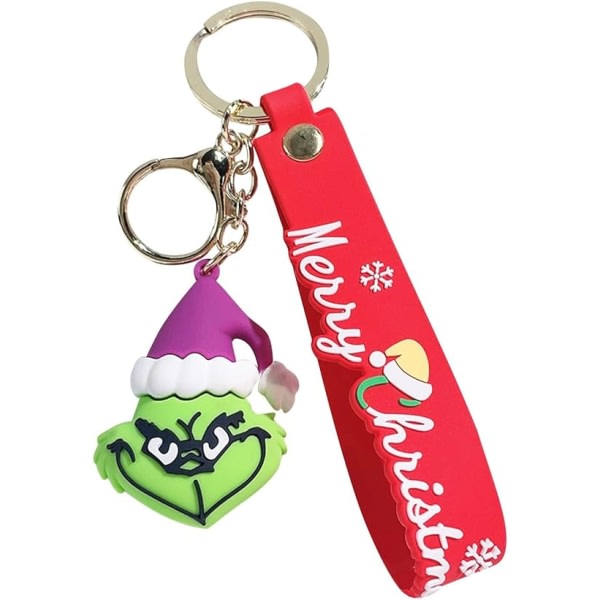 Julnyckelring present för barn - Nyckelring, söt tecknad Grinch hästbil Nyckelringhänge