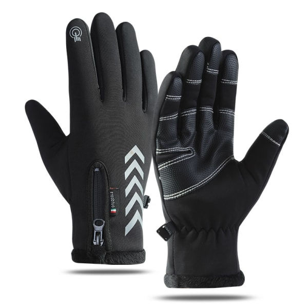 Vinterhandskar touch värme ridning kall handskar dragkedja sport gl Black 2