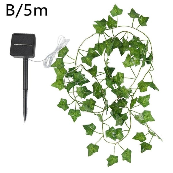 1xLöv Ivy Leaf Garland Fairy String Lights Party Trädgårdsdekor grönB 5 meter