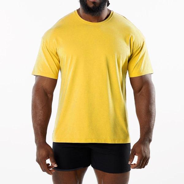 Andningsbar sport-T-shirt för män - Nordisk minimalistisk - träningsväsentlig Yellow M