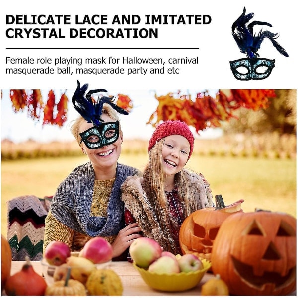 1 setti 2 kpl Halloween-juhladekoraatioita Luovat puolimaski-pitsimaskit