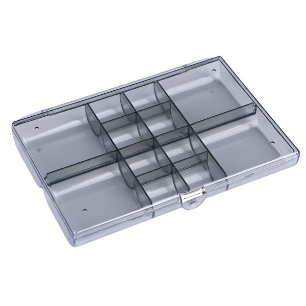 Smyckesförvaringslåda örhängen hand smycken örhängen halsband multi-grid bärbar låda dammtät displayställ Gray 12 grids