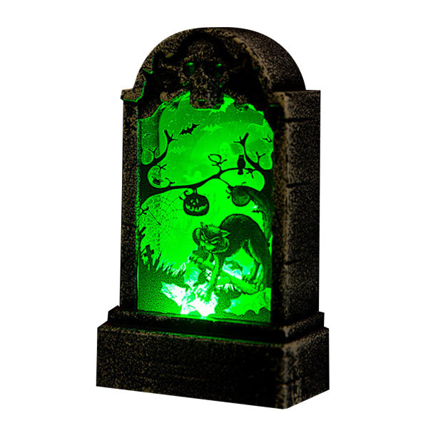 Halloween LED Lysdekorationer Lysende Gravsted Spøgelse Græskar Skelet Lanterne Gyser Natlys Fest Dekoration null - Sort Kat