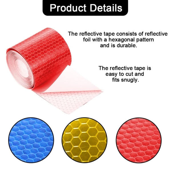 Reflekstape, 4 stk reflekterende advarseltape, reflekterende advarselklistermærker til sikkerhedspåmindelse, Vandafvisende reflekterende tape, rød, gul, hvid, grøn