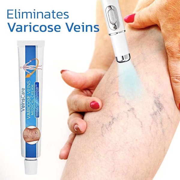 VeinsHealth Åreknuder Blåt Lys Terapi Sæt, Åreknuder Behandling Blåt Lys Laser Behandling Pen, Åreknuder Creme 1pen x 2cream