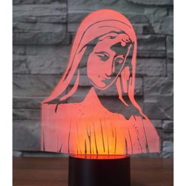 3D Illusion Jesus nattlyslampe, 7 farger gradvis Chandin