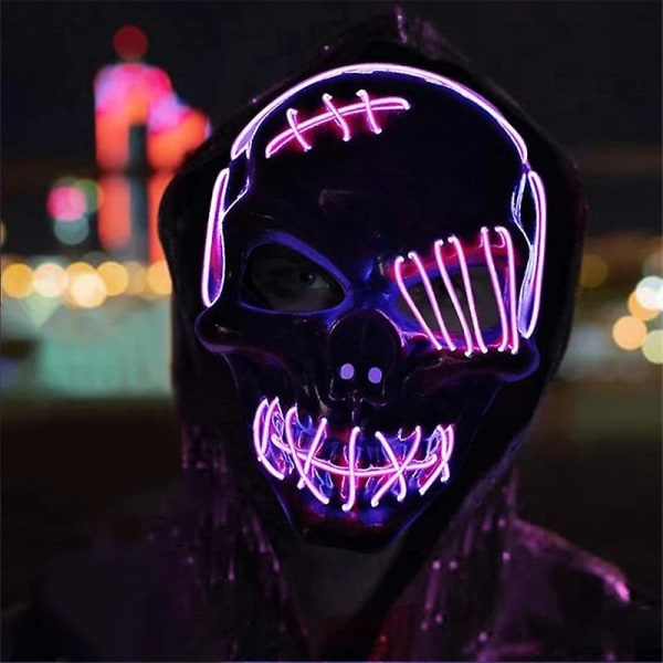 Led Mask Party Masque Maskerad Masker Neon Mask Ljus Glow In The Dark Skräckmask Glödande Masker Mask med blandad färg gul