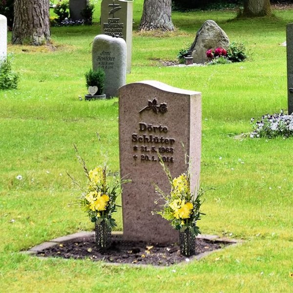 4-pack Gravdekorationers minneskyrkogård Blomhållare Vaser, Svart Plasti