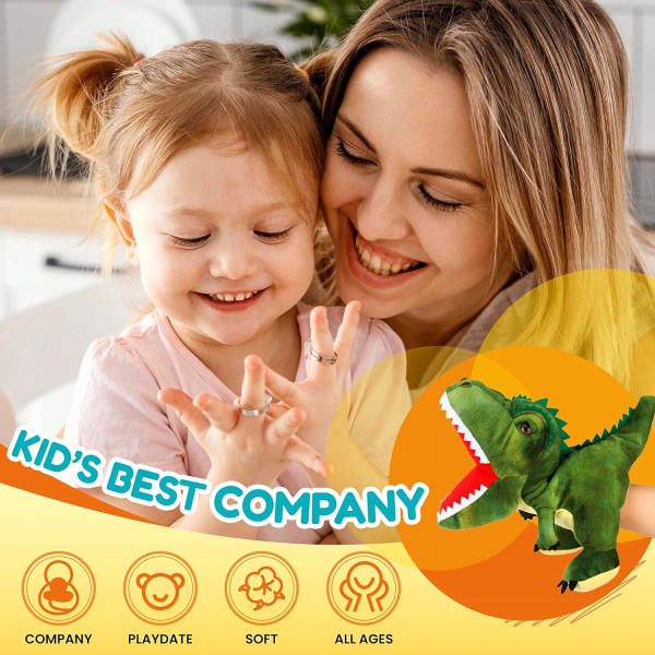 Pehmeä dinosaurus käsi nukke liikkuvalla suulla T-Rex pehmolelu