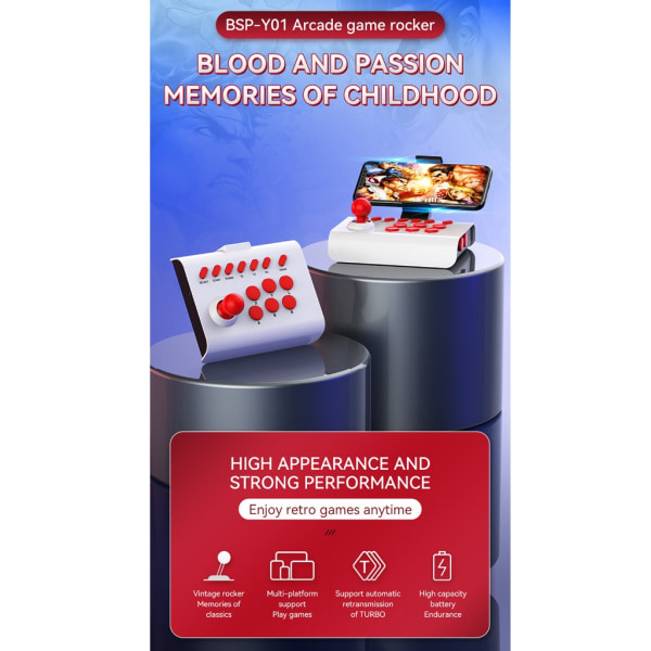Konsoli Rocker Langallinen/Bluetooth-yhteensopiva/2.4G-yhteys Pelikäyttöinen Ohjain Arcade-Taistelun Ohjain Type-C-liitäntä null - C