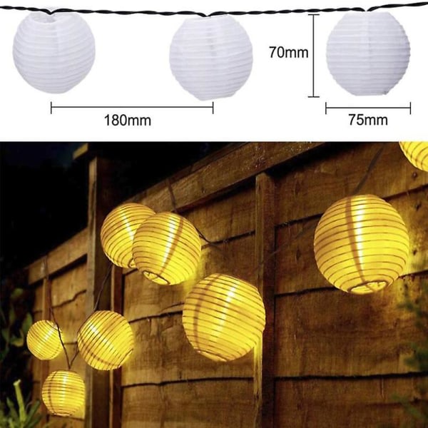 Solcellelyskjede Lykta utenfor 3,5 meter Ca. 10 LED-lykter vanntett