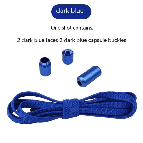 Lämplig för vuxna och barn, ett par platta, slipsfria elastiska och elastiska lata skosnören i mörkblå Dark Blue CDQ