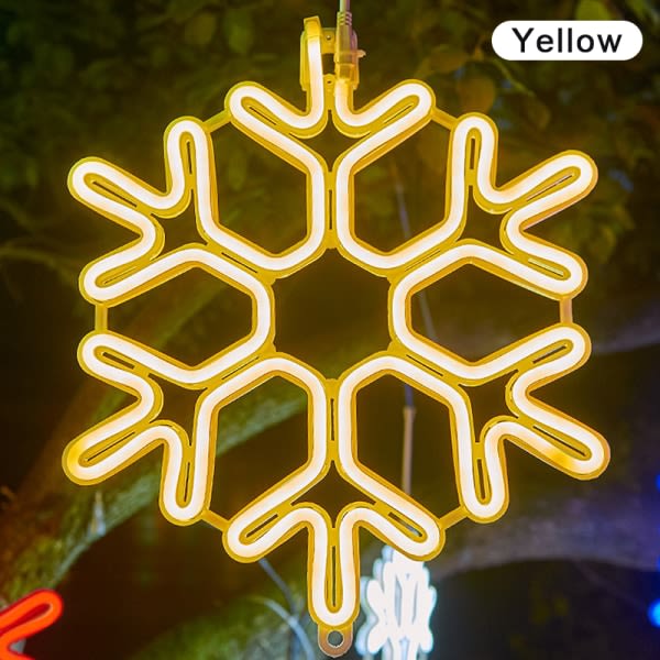 40CM Stor snøfnugg String Light Utendørs Snøfnugg Led Hängende Gul one size Yellow one size