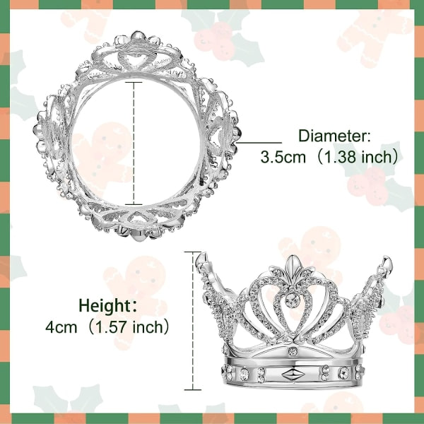 Silver Servettringar Set om 6 - Crown Rhinestone Jul Servett