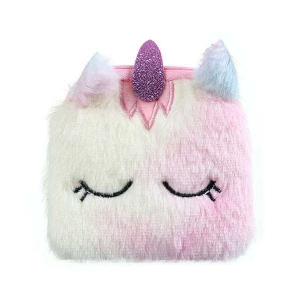 Tegnet Unicorn Plys Pung Sød Pung til Pige Nøglepung Hovedtelefon Gave Pink Pink