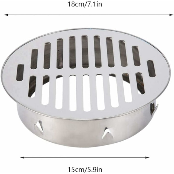 Rustfritt stål anti-blokkerende slukrist for balkong utendørs 160mm rund flat munn 1 stk