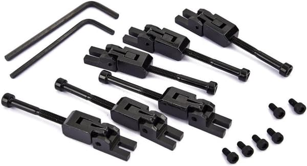 6-pack sadlar för tremolostall med dubbellåsning, inklusive stränglåsskruvar och nyckel, zinklegering, för Floyd Rose elgitarr, svart