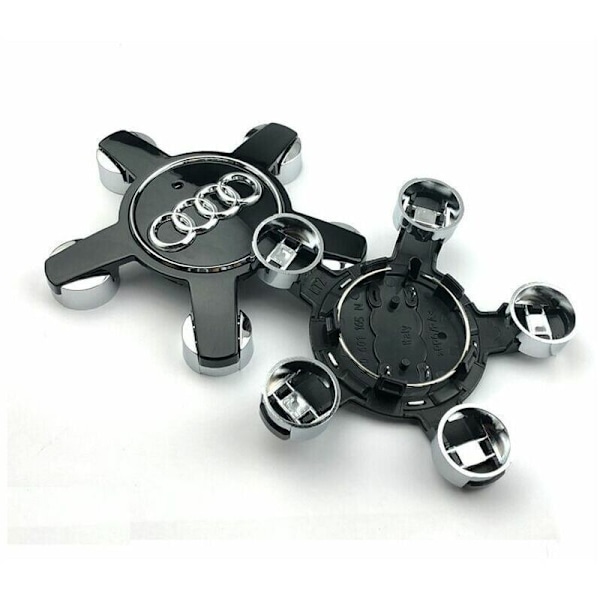 Set med 4 navkapslar 4f0601165 N Hjul Emblem, för 135 mm navkapslar för Audi (Svart).