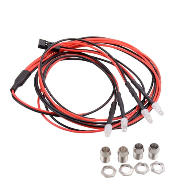 1/24 RC LED-lys Axial Scx24 LED-lys SCX24 90081 AXI00002 Opgraderingsdele Rc Crawler LED-lyssæt 2 Hvid 2 Rød 3 mm